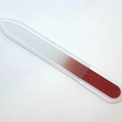 Premium Duo Glass Nail File - Red/Glitter