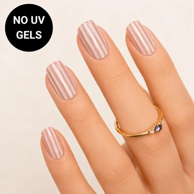 Ivory Stripe No UV Gel Wraps