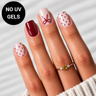 Bows and Dots No UV Gel..