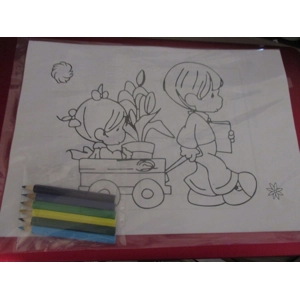 Colouring Packs 4 A5 sheets with 6 half pencils