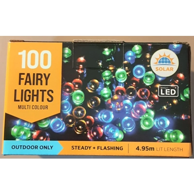 Fairy Lights 100 Multicolour Solar title=