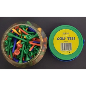 Golf Tees Plastic Jar of 100 Asst Colours