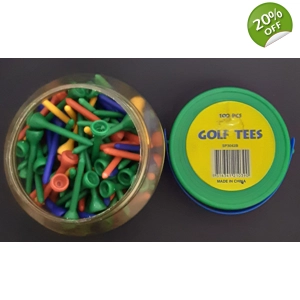 Golf Tees Plastic Jar of 100 Asst Colours