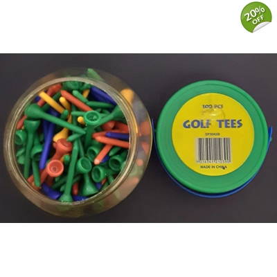 Golf Tees Plastic Jar of 100 Asst Colours title=
