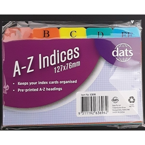 Indicies A-Z 127x76mm Index Card Divider