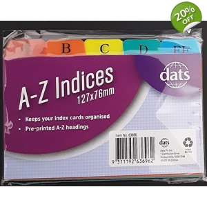 Indicies A-Z 127x76mm Index Card Divider