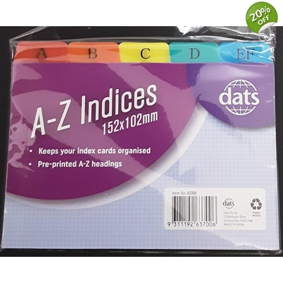 Indicies A-Z 152mm x 102mm title=