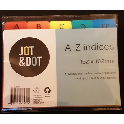 Indicies A - Z 152 x 102mm title=