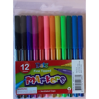 Markers Pack of 12 Fine Tipped title=