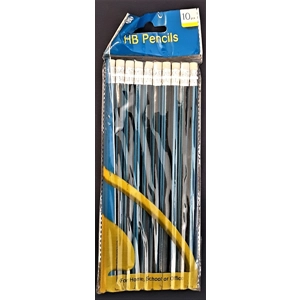 Pencils HB Rubber tipped Pack of 10