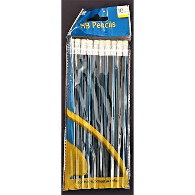 Pencils HB Rubber tipped Pack of 10 title=