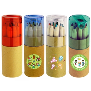 Colouring Pencils 12 Half size in tube with sharpener