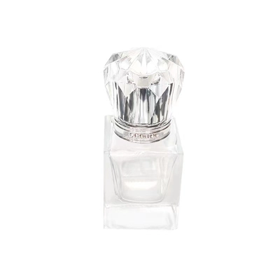 30ml Empty Glass Perfume Spray Bottle Atomizer Refillable Crystal Crown Cap Silver title=