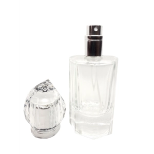 40ml Empty Clear Perfume Bottle Silver Atomiser Octagon Tear Drop Cap
