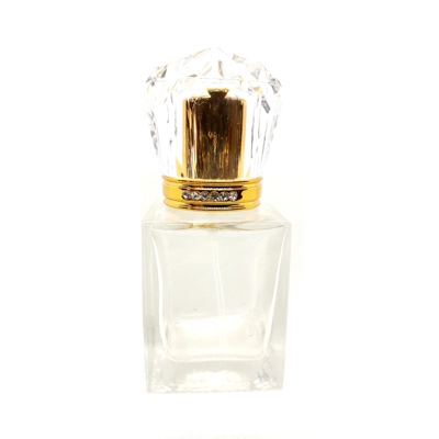 30ml Empty Glass Perfume Spray Bottle Atomizer Refillable Crystal Crown Cap Gold title=