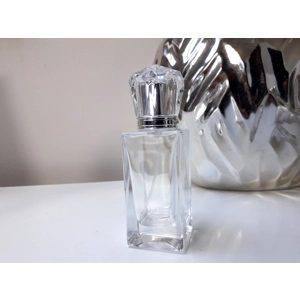 50ml Empty Glass Perfume Spray Bottle Atomizer Refillable Crystal Cap Silver