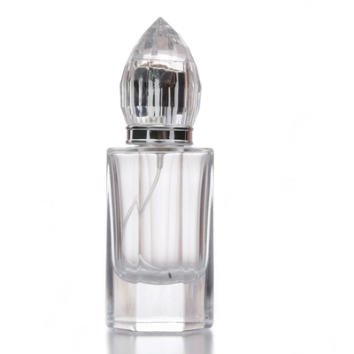 40ml Empty Clear Perfume Bottle Silver Atomiser Octagon Tear Drop Cap title=