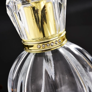 50ml Empty Glass Perfume Spray Bottle Atomizer Refillable Crystal Cap Gold Oval