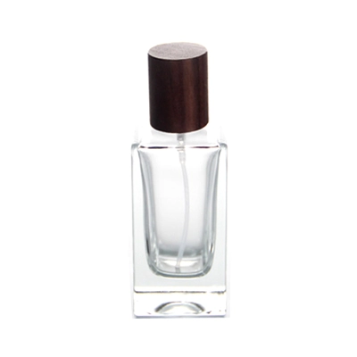 50ml Empty Glass Perfume Spray Bottle Atomiser Wooden Cap title=
