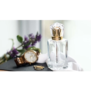 50ml Empty Glass Perfume Spray Bottle Atomizer Refillable Crystal Cap Gold