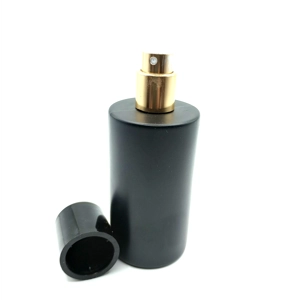 50ml Jet Black Matt Round Bottle with Gold Pump
