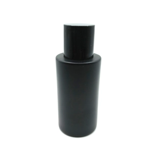 50ml Jet Black Matt Round Bottle with Gold Pump