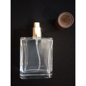 Glass Perfume Spray Bottle with Wooden Cap, 50ml, Rectangular Atomiser