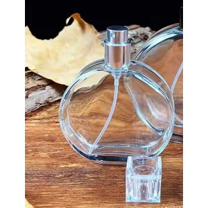 50ml Empty Glass Perfume Spray Bottles Round Clear Gold or Silver Screw off Pump