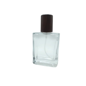 Glass Perfume Spray Bottle with Wooden Cap, 50ml, Rectangular Atomiser