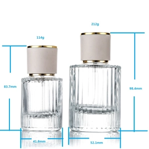 30ml Vertical Stripes Empty Glass Perfume Spray Bottle White/Gold Cap