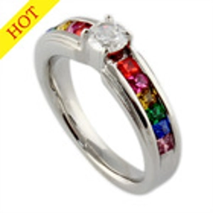 womans rainbow pride ring