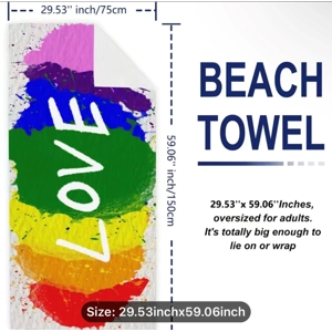 rainbow love towel