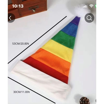 rainbow Santa hat title=