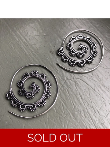 Indian Silver Spiral Earrings