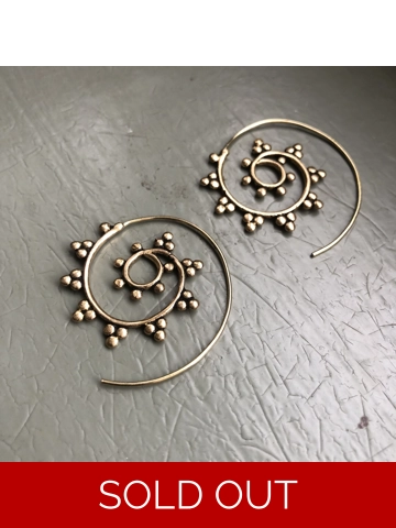 Indian Brass Spiral Earrings