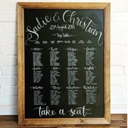 Chalkboard Table Plan A1- wedding table plan blackboard handwritten calligraphy