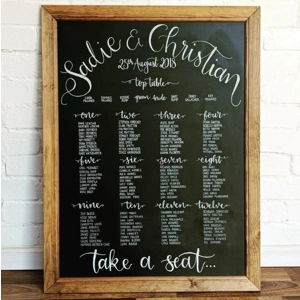 Chalkboard Table Plan A1- wedding table plan blackboard handwritten calligraphy