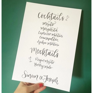 Handwritten Drinks Menu