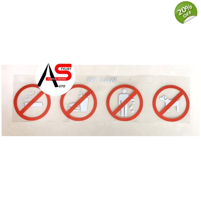 Strictly Prohibited Sign Decal Red/Silver