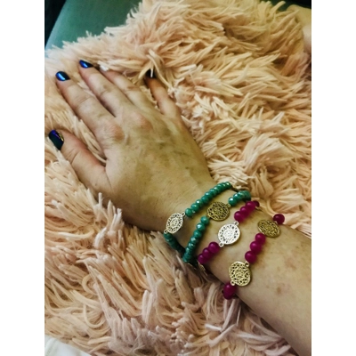 Handmade gold medallion bracelet sets