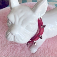 Pink Leather Studded Dog Collar 15”