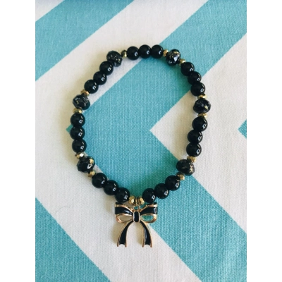 Black and Gold Bow bracelet - handmade