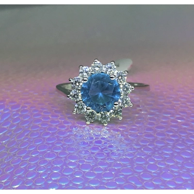 Floral Aqua Ring - size 8