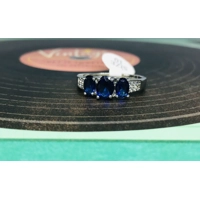 3 Stone Blue ring - size 10