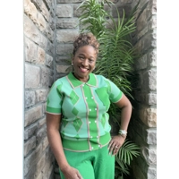 Pink and Green Argyle Top