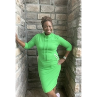 Jackie O style dress with Pink & Green trim