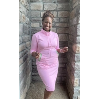 Jackie O style dress with Pink & Green trim