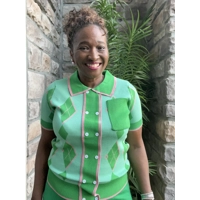 Pink and Green Argyle Top