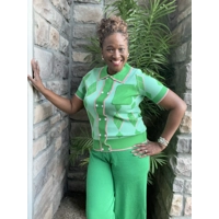 Pink and Green Argyle Top