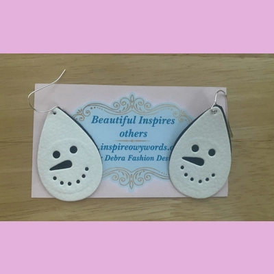 Double Layered Snowman Light Weight Faux Leather Dangle Earrings